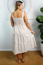 Load image into Gallery viewer, 3/4 Tie Up Smock Dress Gingham Print
