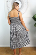 Load image into Gallery viewer, 3/4 Tie Up Smock Dress Gingham Print
