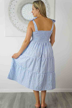 Load image into Gallery viewer, 3/4 Tie Up Smock Dress Gingham Print
