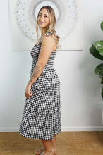 Load image into Gallery viewer, 3/4 Tie Up Smock Dress Gingham Print
