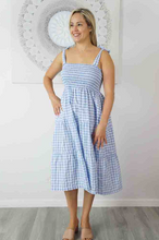 Load image into Gallery viewer, 3/4 Tie Up Smock Dress Gingham Print
