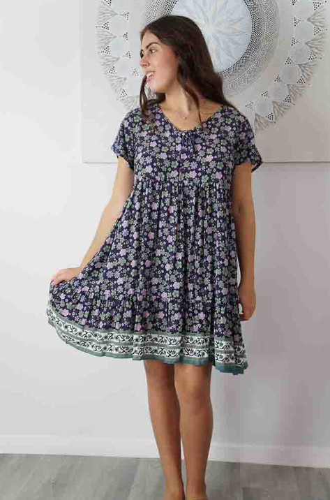 Kiki Baby Doll Dress Dahlia Print