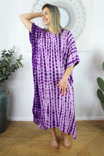 Load image into Gallery viewer, Long Kaftan Dress Crackle Tie Dye Print
