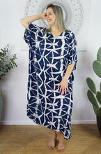 Load image into Gallery viewer, Long Kaftan Dress Hampshire Print

