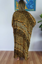 Load image into Gallery viewer, Long Kaftan Dress Snake Cheetah Print
