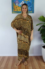 Load image into Gallery viewer, Long Kaftan Dress Snake Cheetah Print
