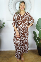 Load image into Gallery viewer, Long Kaftan Dress Large Zebra Print
