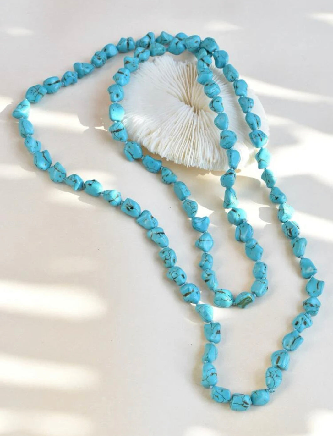 Hand Knotted Semi-Precious Stone Bead Long Necklace