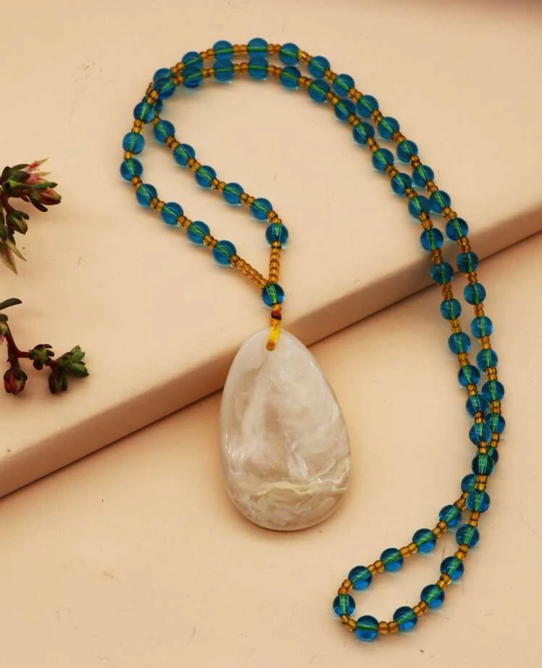 Water-drop Glass Bead Long Necklace